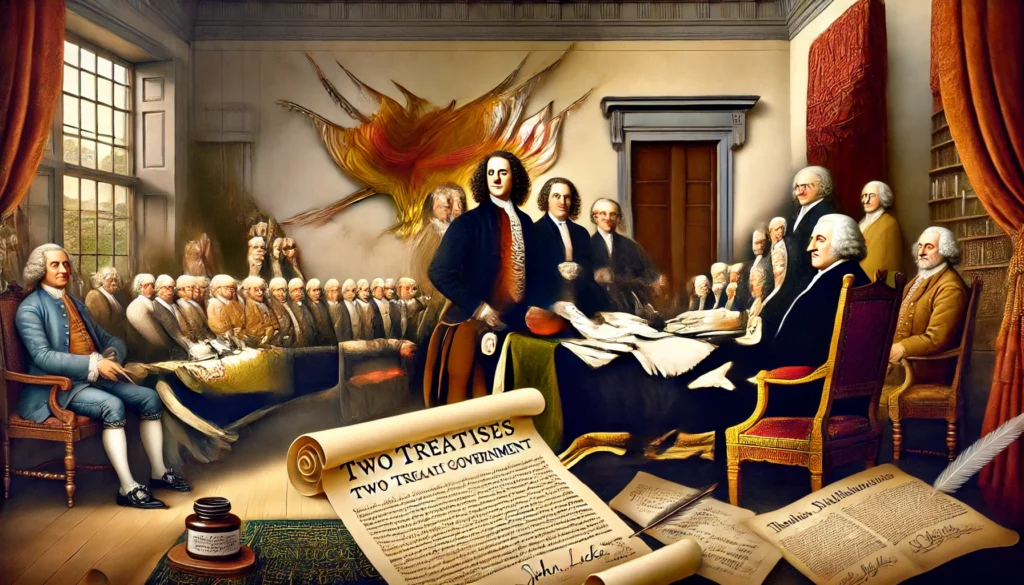 John Locke's influence on the Declaration of Independence. 
